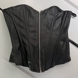 Black Zipper front/ ribbon laced back 2XL Bustier